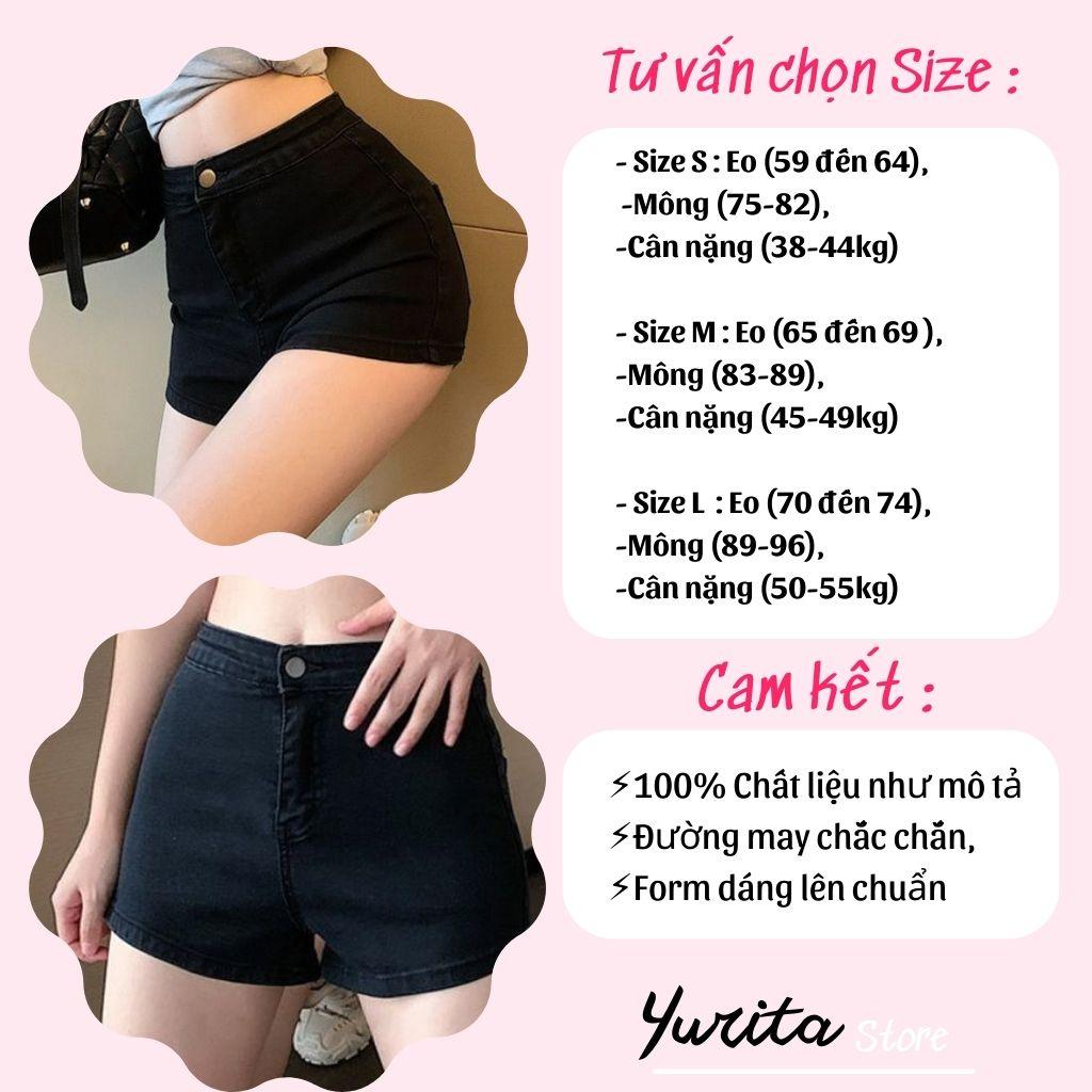 Quần short Jean Đen đùi nữ Yurita dance cạp cao lưng cao co dãn 4 chiều - Quần đùi cạp cao hách dáng cho nữ