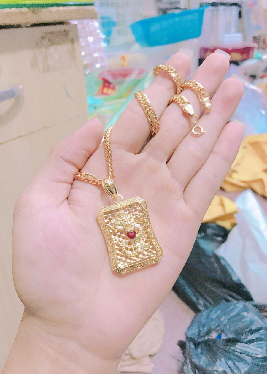 Dây chuyền nam kiểu lặc mựt rồng mạ vàng 24k mã 764