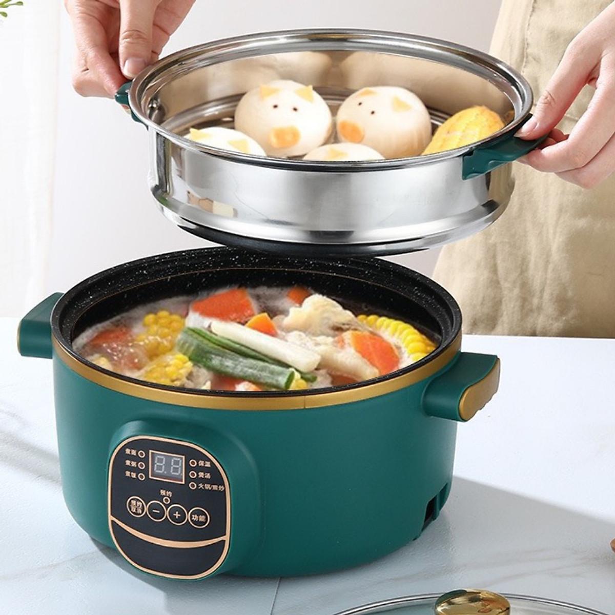 Nồi Đa Năng Mini 24cm, Nồi Lẩu Điện Đa Năng Chống Dính 6 Chế Độ, Chiên, Xào, Hấp, Nấu Cơm, Nấu Lẩu - Hàng chính hãng