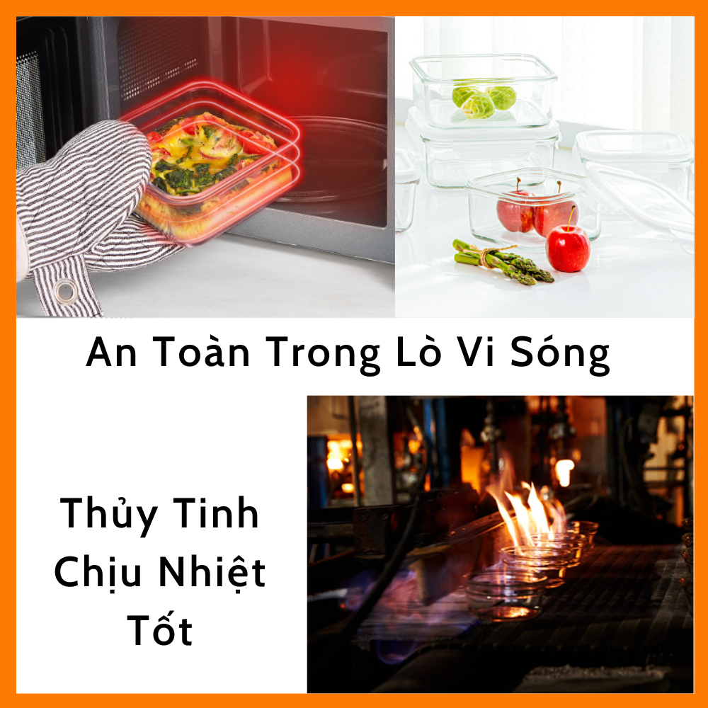 Hộp Đựng Cơm Giữ Nhiệt Hộp Đựng Cơm Thủy Tinh COBA'COOK Kèm Túi Giữ Nhiệt - CCL6NL32BB