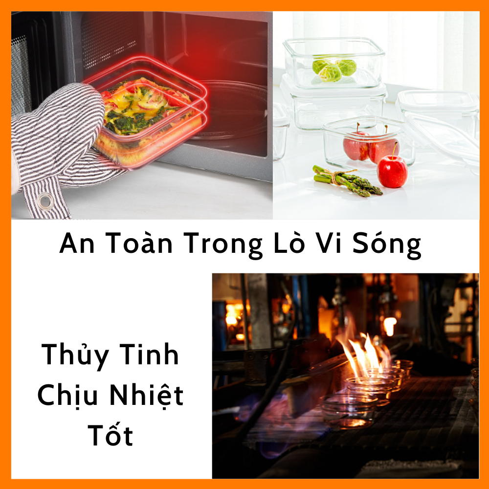 Hộp Đựng Cơm Giữ Nhiệt Hộp Đựng Cơm Thủy Tinh COBA'COOK Kèm Túi Giữ Nhiệt - CCL6NR42BB