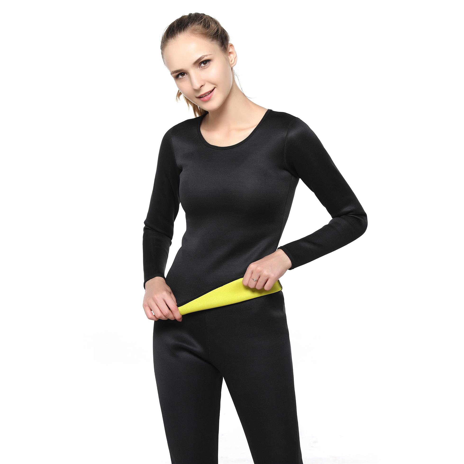 2022 Phụ Nữ Quần Lót Sinh Nhiệt Áo Neoprene Áo Sơ Mi Nhiệt Shapers Mùa Đông Quần Áo Ấm Tee Mồ Hôi Xông Hơi Áo Sơ Mi Quần Lót Không Đường May Thân Mật