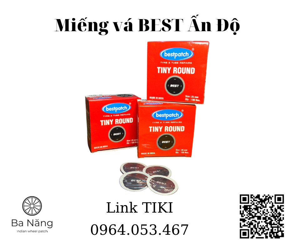 Miếng vá săm, lốp (ruột xe) máy, ôtô hình tròn (Đường kính 25mm)