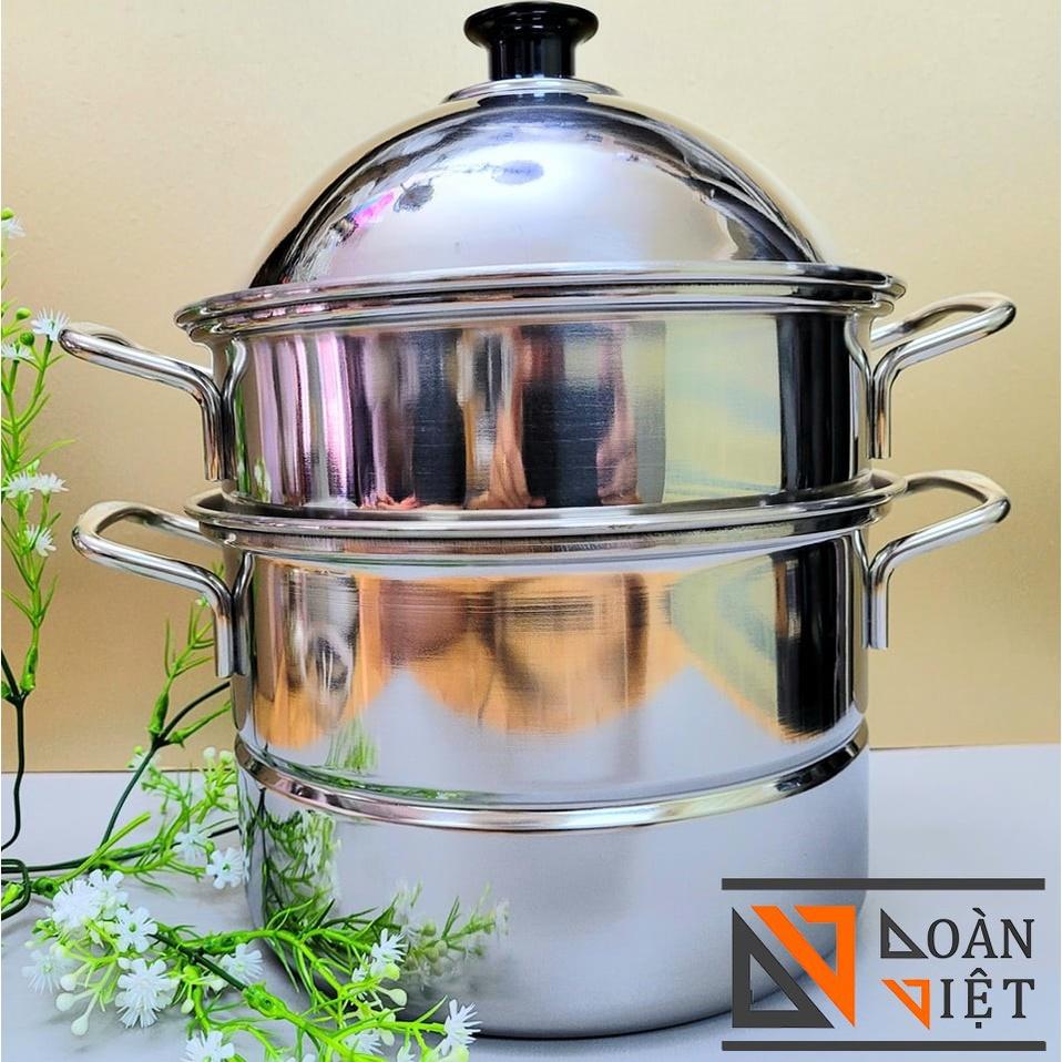 Bộ Xửng Hấp 2 tầng Inox 20cm - Siêu Tiện Ích với vỉ rời chia 2 tầng dùng làm nồi hấp vừa nồi nấu ăn. Kích thước nhỏ gọn Hấp Bánh, chưng cất Phù hợp gia đình