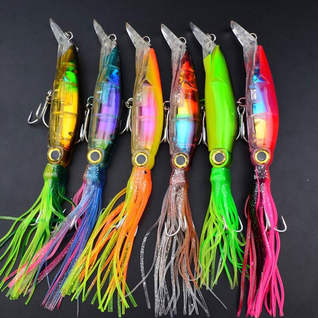 2Pcs Squid Jig Fishing Tackle Baits Hook Tuna Marlin Trolling Skirt Lures, 2 Colors