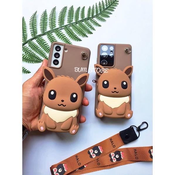 Ốp Lưng Ví Pokemon Kèm Dây Đeo Cho Samsung Galaxy S23 Ultra / S23 Plus / S22 Ultra / S22 Plus / S21 Ultra / S21 Plus / S20 Ultra / S20 Plus / S20FE/ S10 Plus / Note 20 Ultra/ Note 20 / Note 10 PLus / Note 10