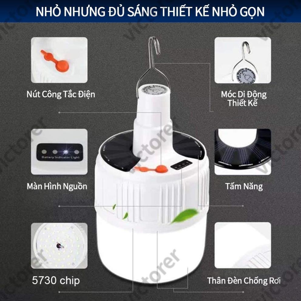 Bóng đèn LED năng lượng mặt trời điều khiển từ xa với 5 chế độ có thể sạc lại được
