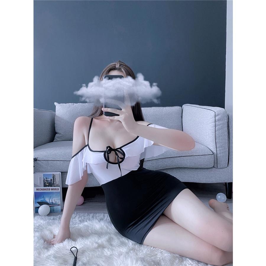 Đầm ngủ sexy cosplay thư ký ôm body gợi cảm váy 2 dây nữ văn phòng khoét ngực quyến rũ BIKI HOUSE N713 - Hỏa Tốc - HCM