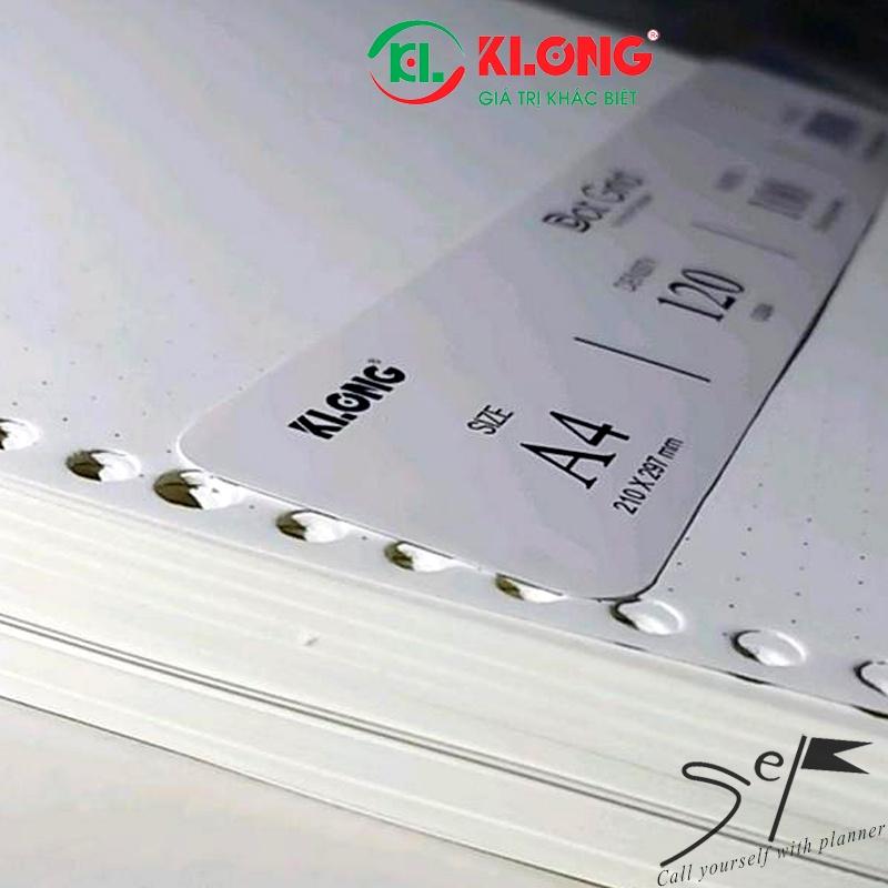 Ruột sổ còng giấy refill Dot Grid A4 100 tờ; MS: 557, chính hãng Klong binder 6 lỗ 120GSM