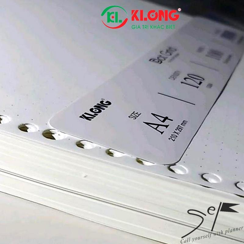 Ruột sổ còng giấy refill Dot Grid A4 100 tờ; MS: 557, chính hãng Klong binder 6 lỗ 120GSM