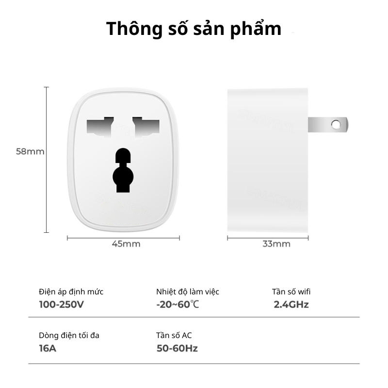 Ổ cắm wifi điều khiển từ xa thông minh 16A BSD61