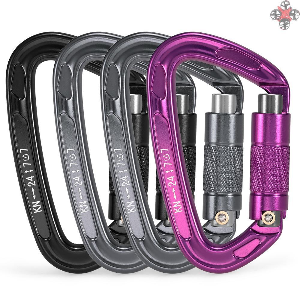 TOP 24KN Twist Locking Gate Carabiner Heavy Duty Auto Lock Carabiner Outdoor D-ring Buckle Climbing Rappelling Canyoning Hammock Locking Clip