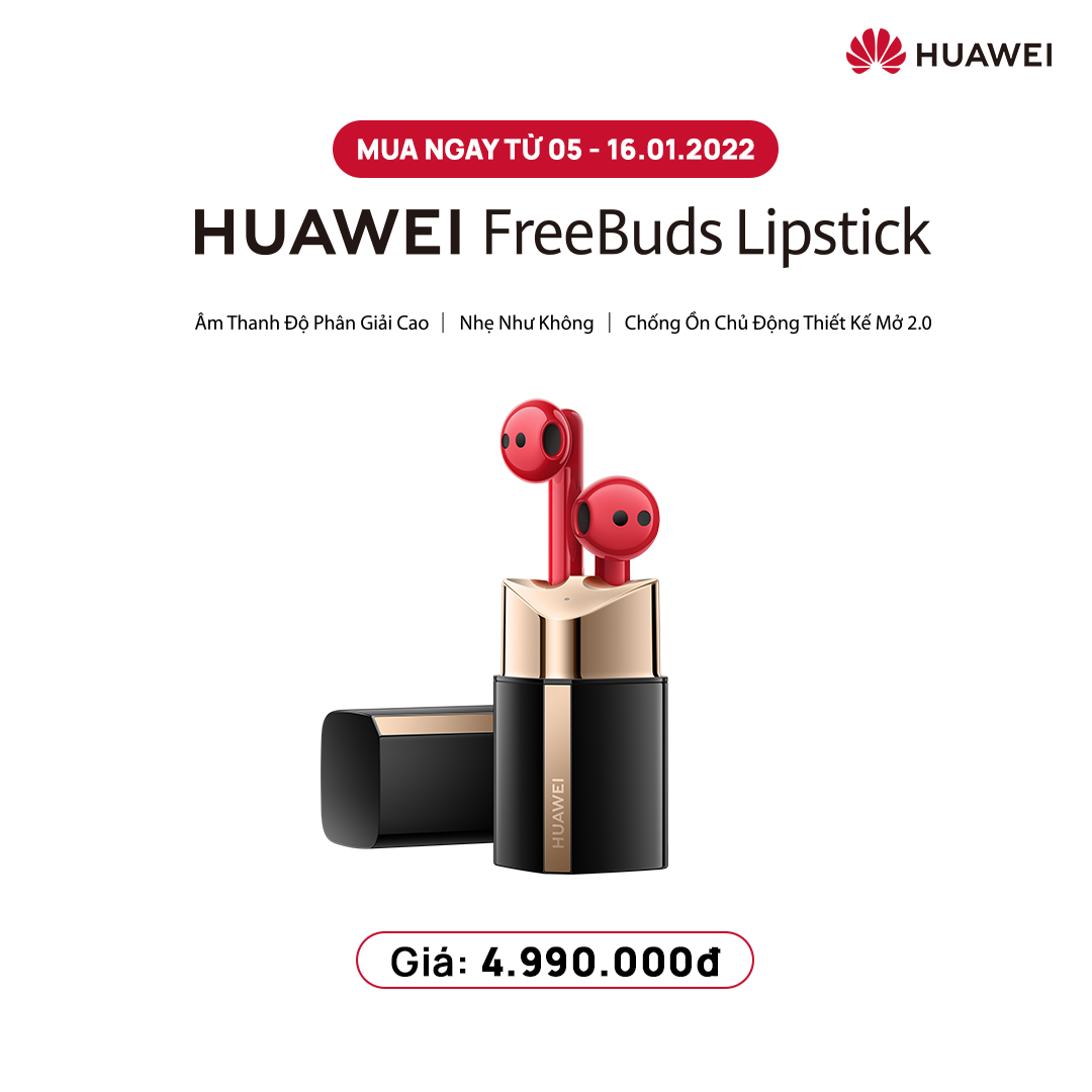 Tai Nghe Không Dây HUAWEI FreeBuds Lipstick | Âm Thanh Độ Phân Giải Cao | Nhẹ Như Không | Chống Ồn Chủ Động Thiết Kế Mở 2.0 | Hàng Chính Hãng