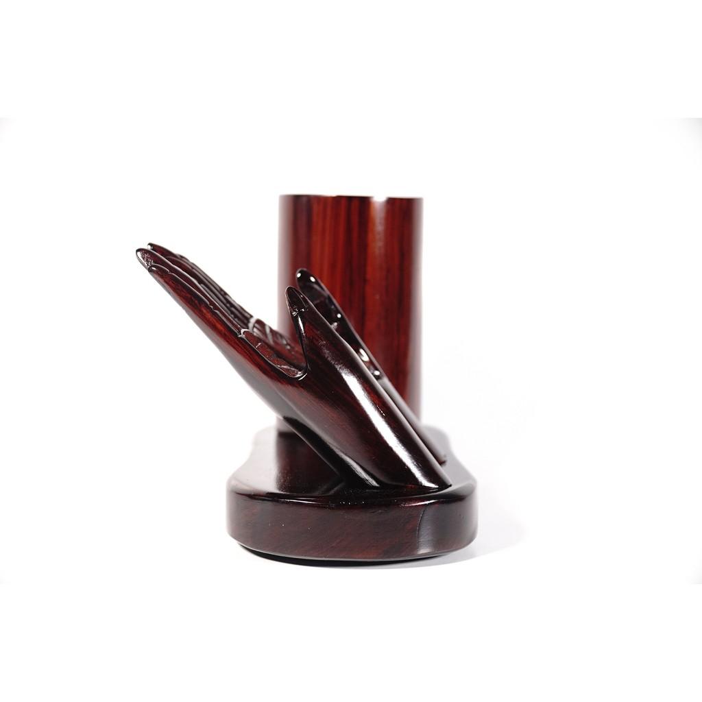 Hủ đựng bút bàn tay gỗ hương cao cấp học tập giỏi giang công danh thăng tiến - Cao 12cm Rộng 20cm
