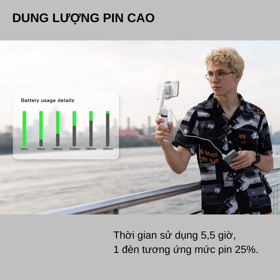 Gimbal chống rung Zhiyun Smooth XS - Tay cầm chống rung điện thoại 2 trục ổn định có khả năng kéo dài lên đến 26cm ấn tượng - Hàng nhập khẩu