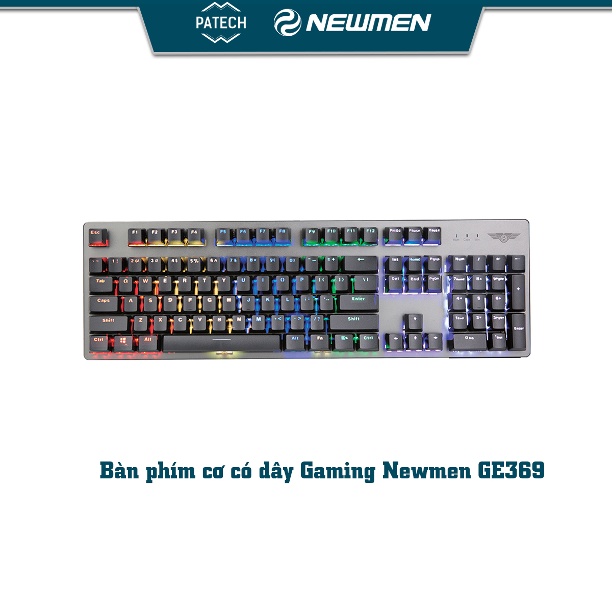 Bàn phím cơ có dây Gaming NEWMEN GE369 Hotswap, Khung kim loại, Keycap double-shots ABS siêu bền, LED nền 20 chế độ hiệu ứng - Hàng chính hãng, bảo hành toàn quốc 24 tháng