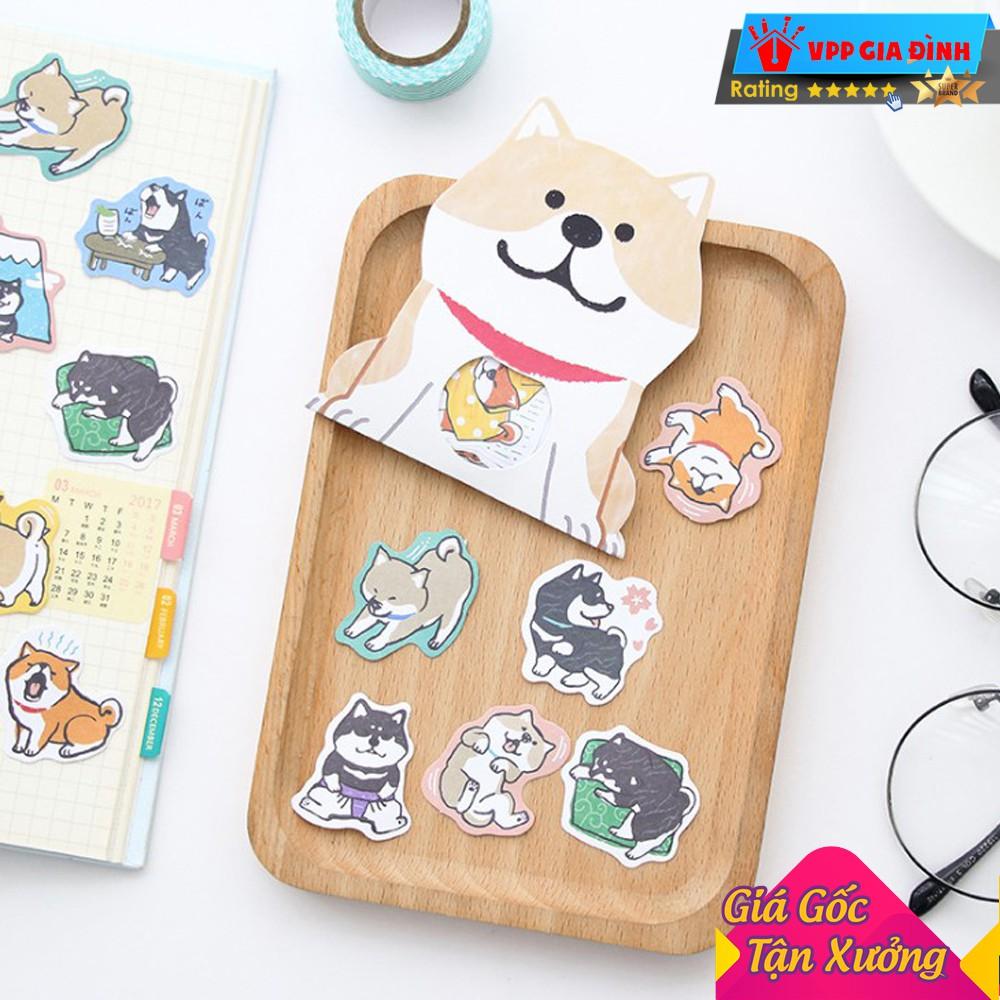 Bịch 30 Miếng Nhãn Dán Sticker Trang Trí Chó Shiba Inu &amp; Husky