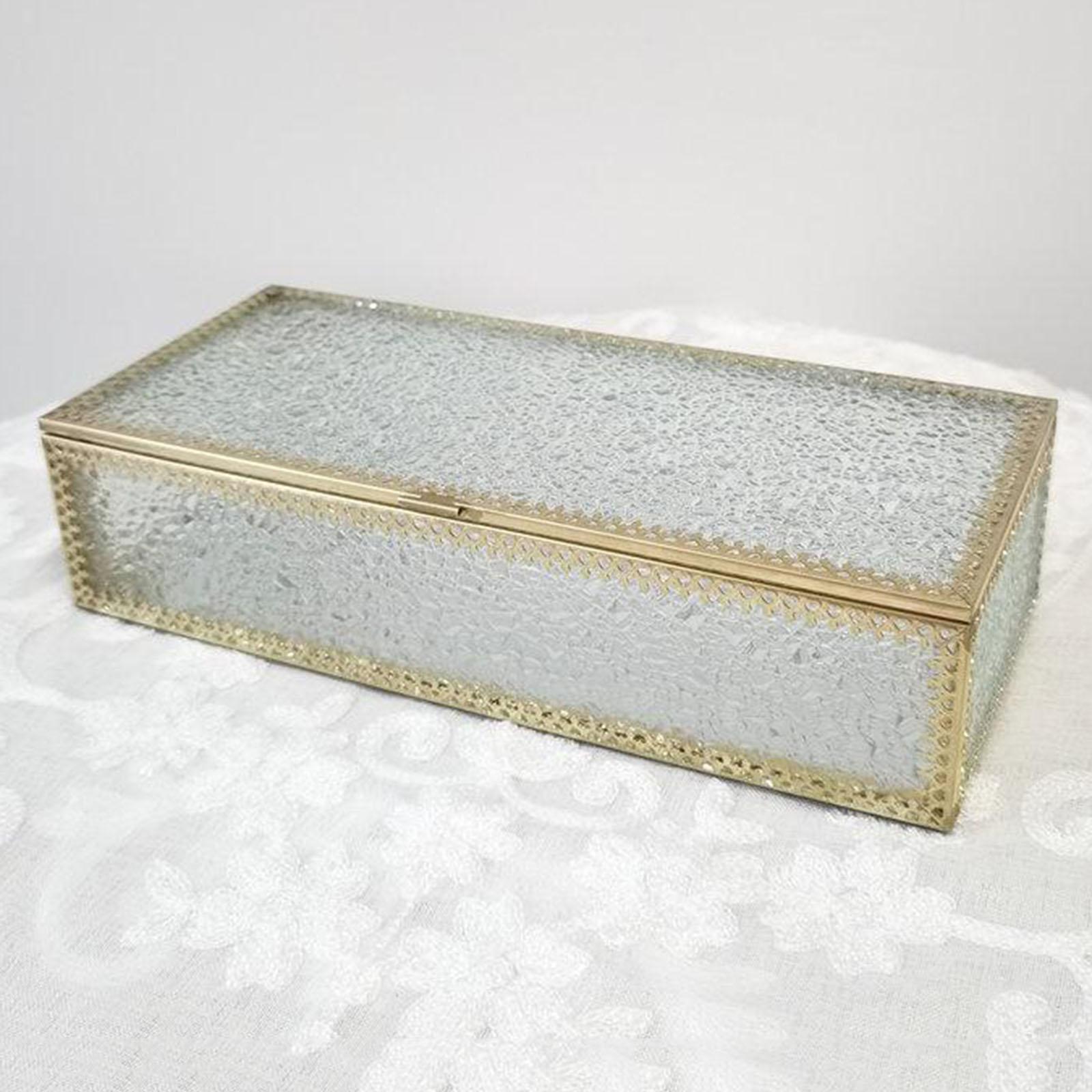 Jewelry Trinket Glass Box Ornate Ring Earring Box Keepsake Decorative Box for Wedding Gift Dresser