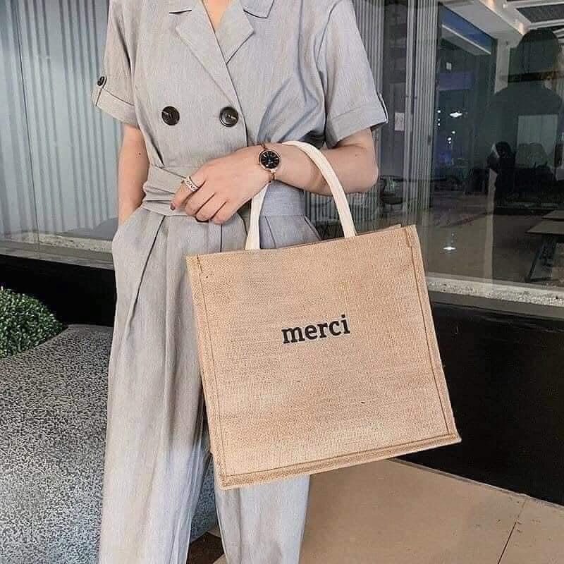 Túi Cói Merci thích hợp đeo đi biển, đi dạo phố, đi học đi làm, du lịch 32 x 35 cm _DiLi Mart