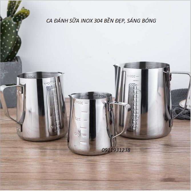 Ca đánh sữa inox (có vạch chia) 550ml (100% inox 304)