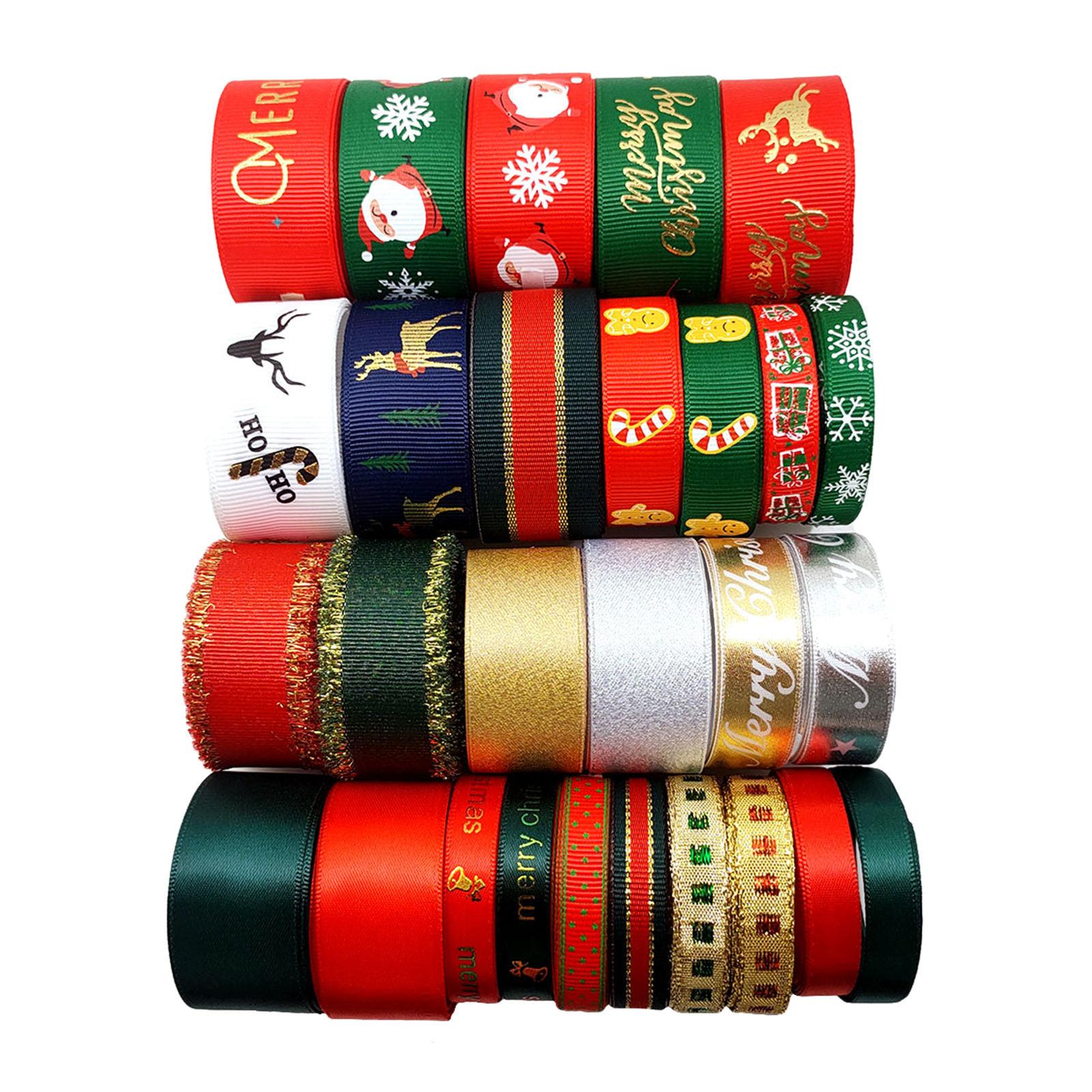 28 Pieces Christmas Ribbon Combo for Holiday Gift Wrapping Package Decor