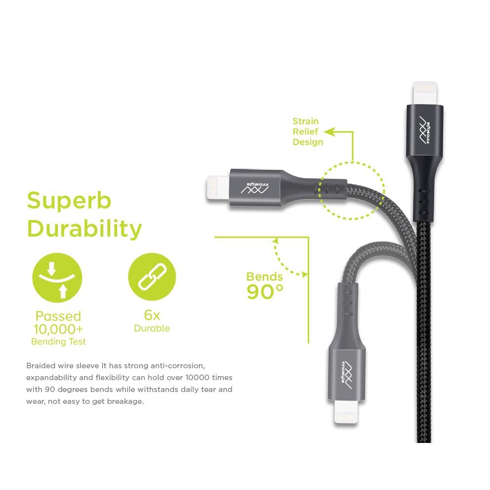 Cáp INNOSTYLE Duraflex USB-C to L Chuẩn MFI 1m5 IPHONE/IPAD/IPOD - ICL150 - hàng chính hãng