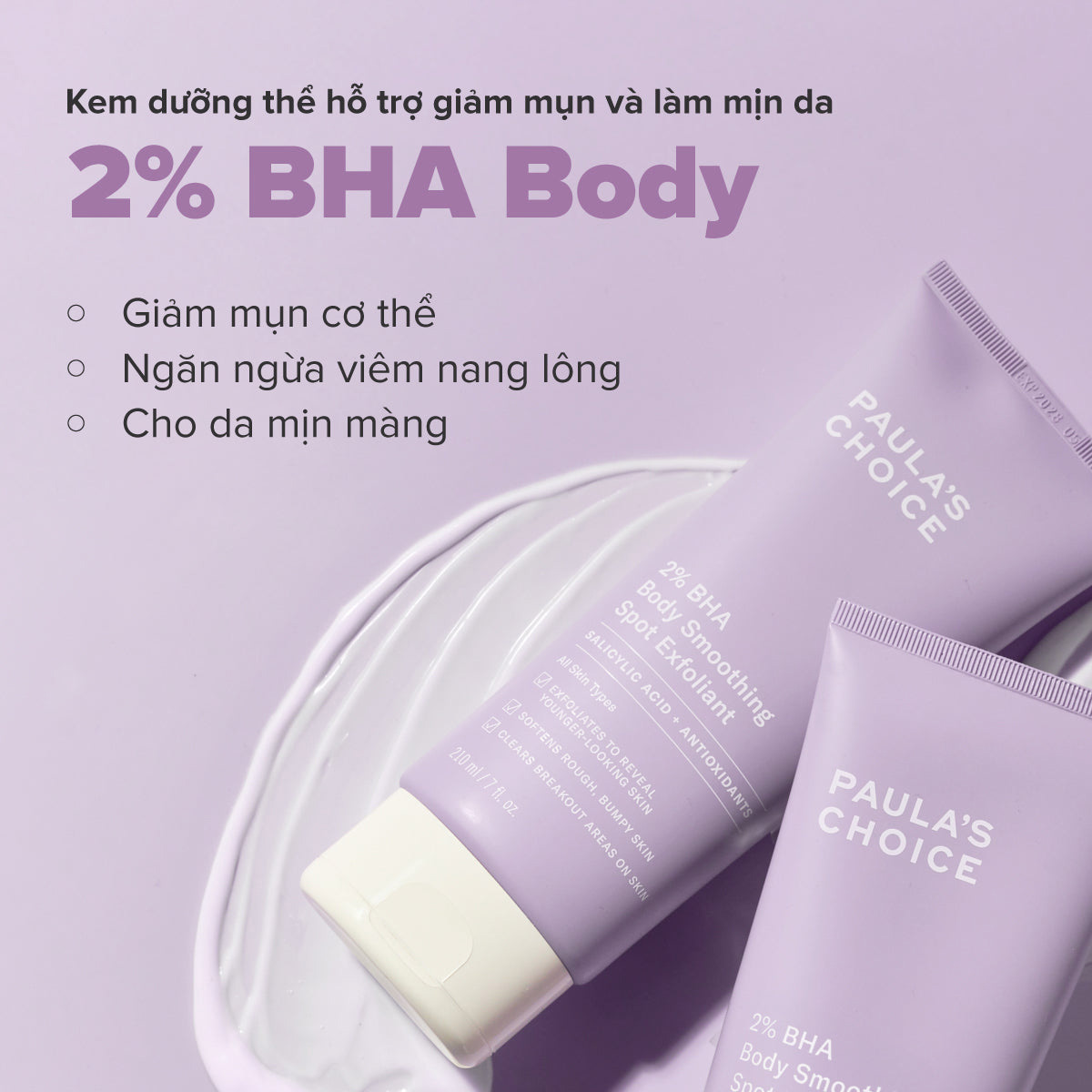 Kem Dưỡng Thể Hỗ Trợ Giảm Mụn Làm Mịn Da Paula's Choice 2% BHA Body Smoothing Spot Exfoliant 210ml
