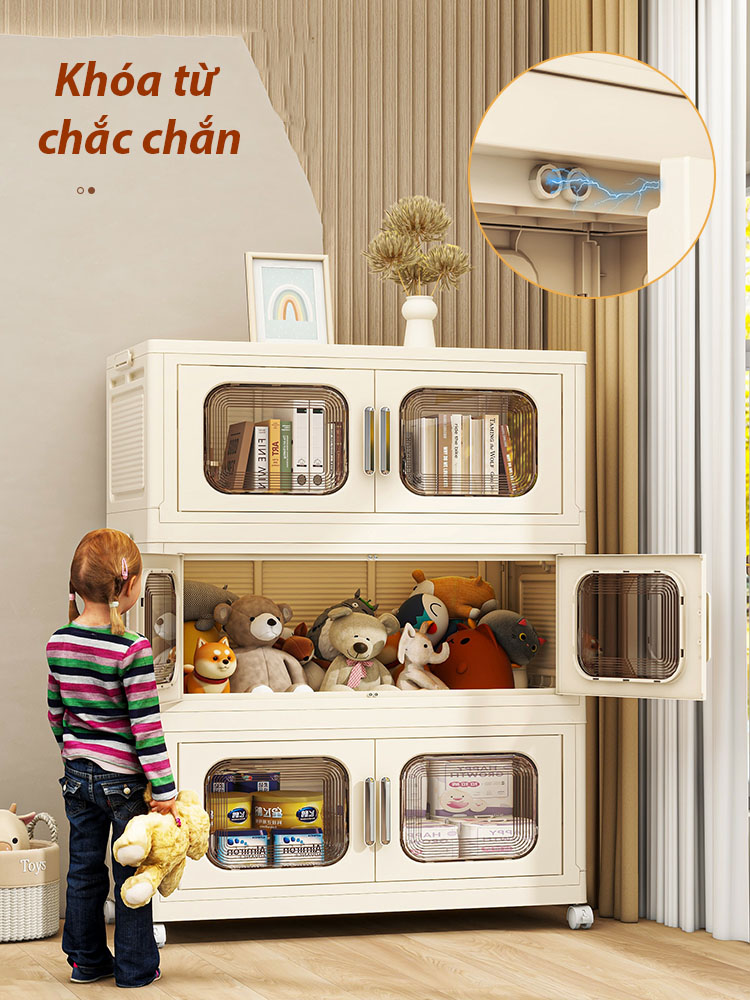 (Ngang 80cm) Tủ Nhựa Gấp Gọn 3/4/5 Tầng Cao Cấp 2 Cánh Cửa Mở-Hộp Đựng Đồ Đa Năng Bằng Nhựa PP, Tháo Lắp Dễ Dàng