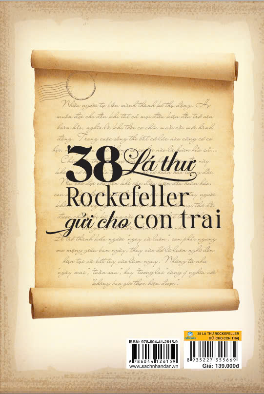 Sách - 38 Lá Thư Rockefeller Gửi Cho Con Trai - Sách Nuôi Dạy Con Bằng Những Bài Học Trong Kinh Doanh Và Cuộc Sống