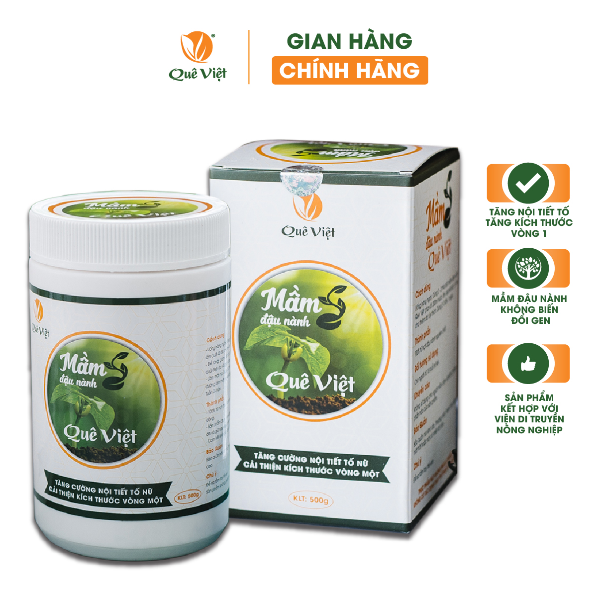 Mầm Đậu Nành Quê Việt - Mầm đậu nành không biến đổi gen - Tăng nội tiết tố, tăng kích thước vòng 1