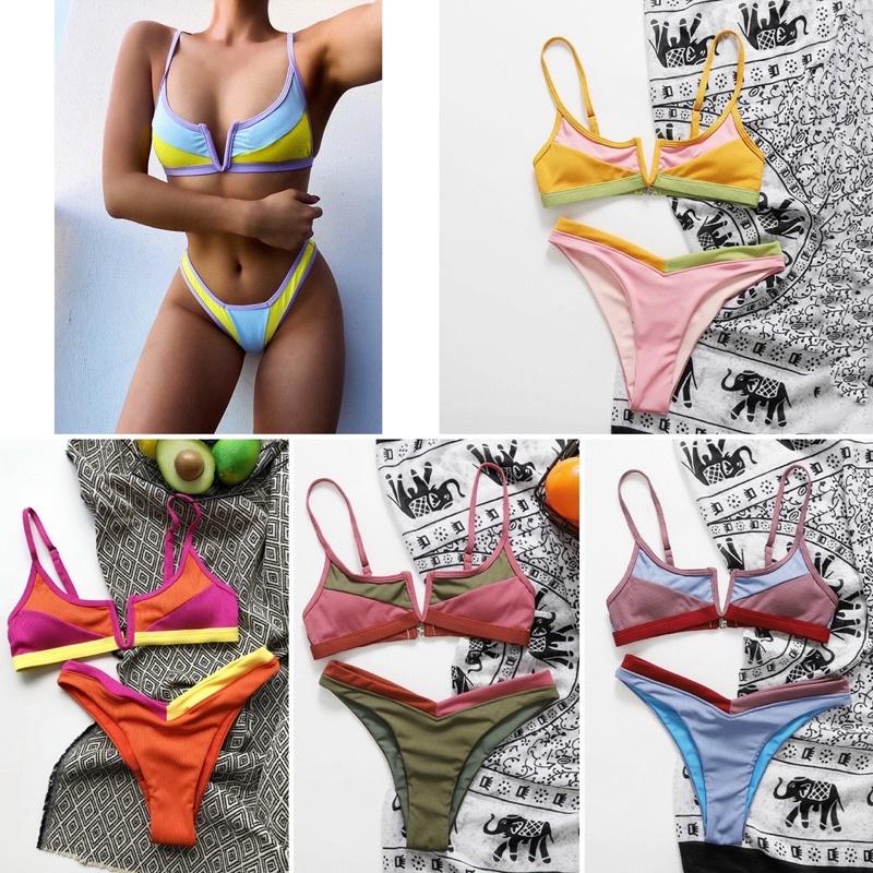 Bikini sexy phối màu khoét mông cao siêu đẹp