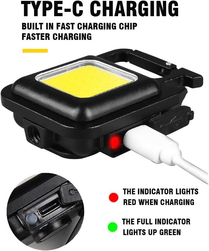Đèn làm việc kiểm tra LED có thể sạc lại mini 800 Lumens Đèn pin cầm tay từ tính COB Móc khóa nhỏ chống nước để chiếu sáng khẩn cấp Sửa chữa cắm trại