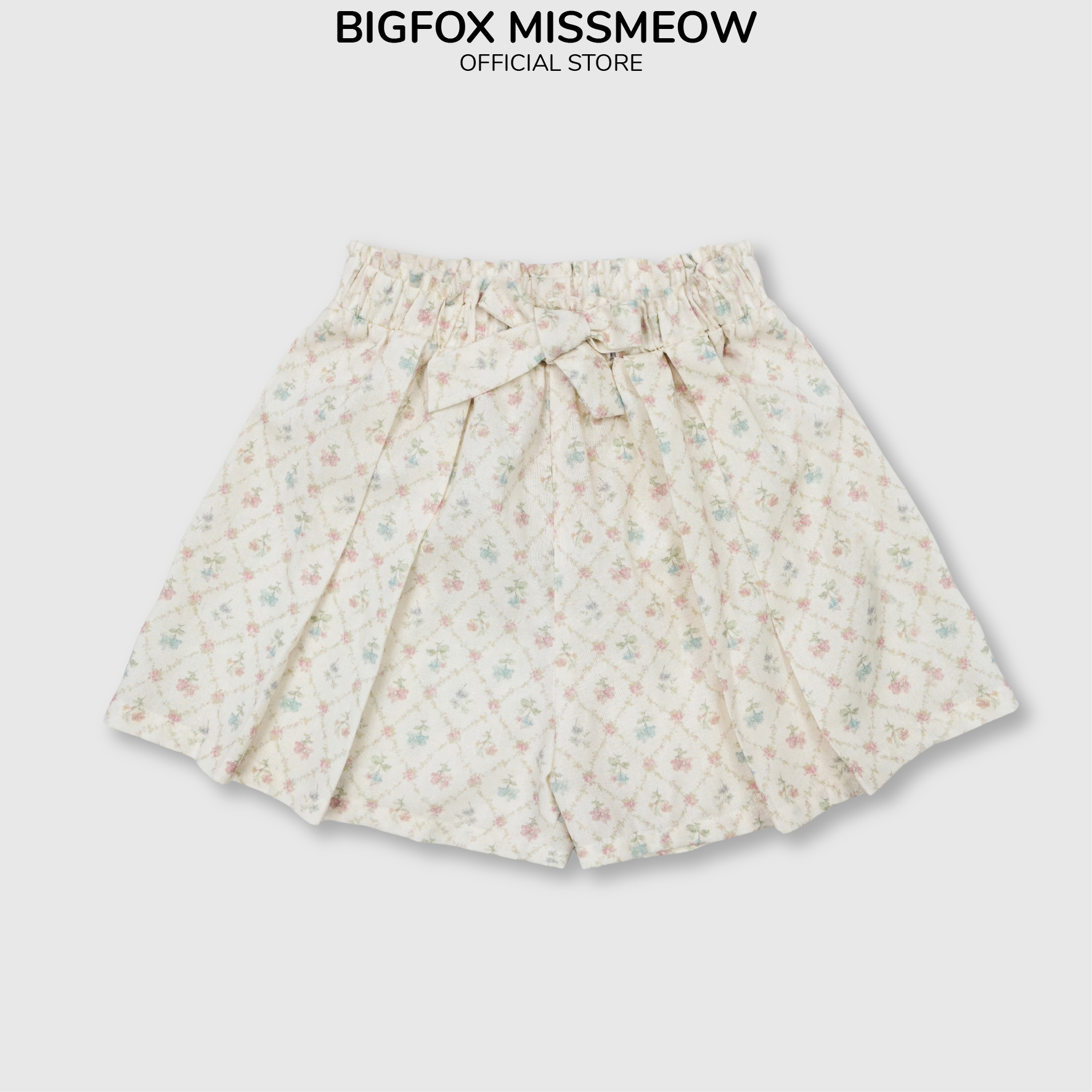 Quần váy đùi cho bé gái Bigfox Miss Meow size đại vải linen hoa nhí cỡ trẻ em 3-11 tuổi 20-30kg