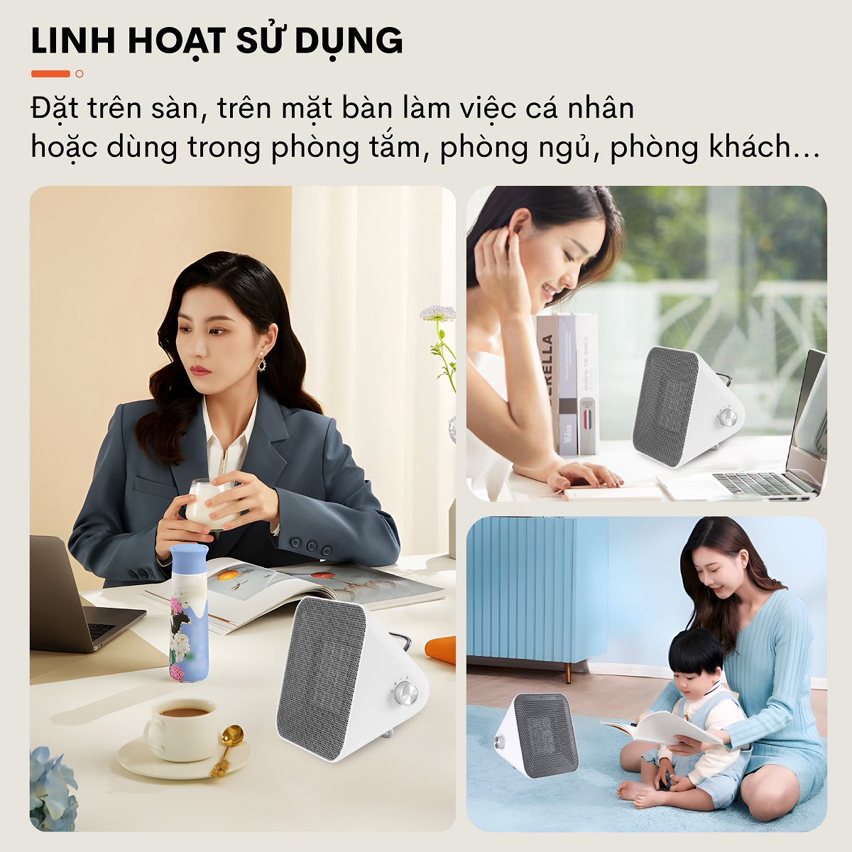 Quạt sưởi gốm ấm Mini nhập khẩu không khô da Fujihome, Hàng Chính hãng bảo hành 2 năm