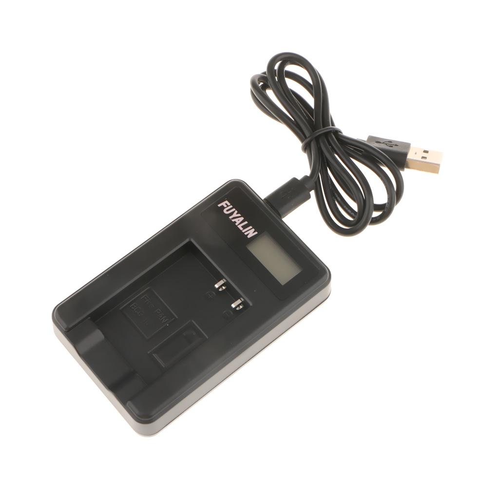 LCD Camera Battery Charger w/ USB Cable for Panasonic BCG10 DMC-ZR1 DMC-ZR3