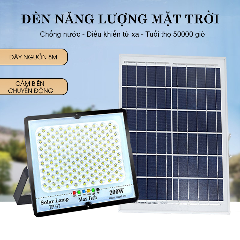 Đèn năng lượng mặt trời  MAXTECH bóng to 150w, 200w, 250w, 300w- Tiết kiệm điện,dễ lắp đặt - D1370