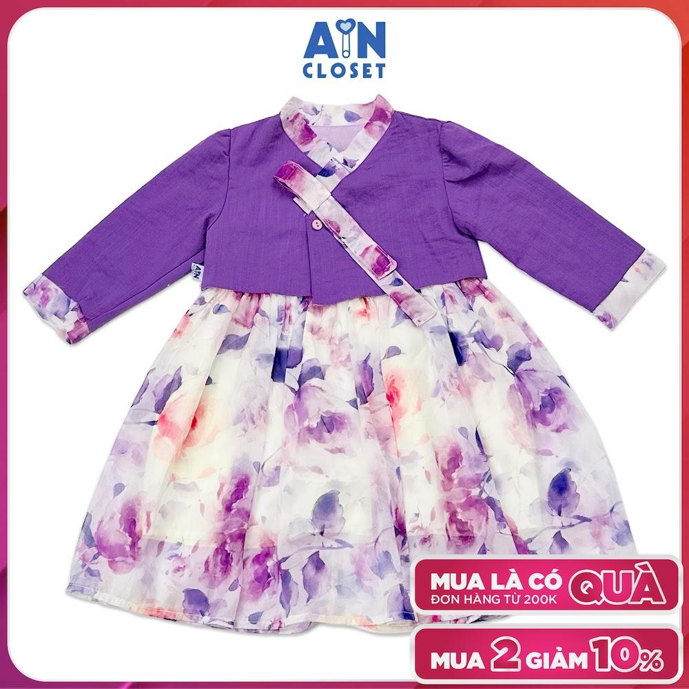 Đầm Hanbok cách tân bé gái họa tiết Hoa tím tơ ánh nhủ - AICDBGDWQ6W6 - AIN Closet