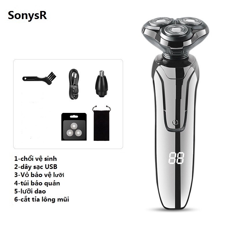 Máy cạo râu 4d sonysR,máy cạo râu đa năng 4 in 1 chống nước ip X7
