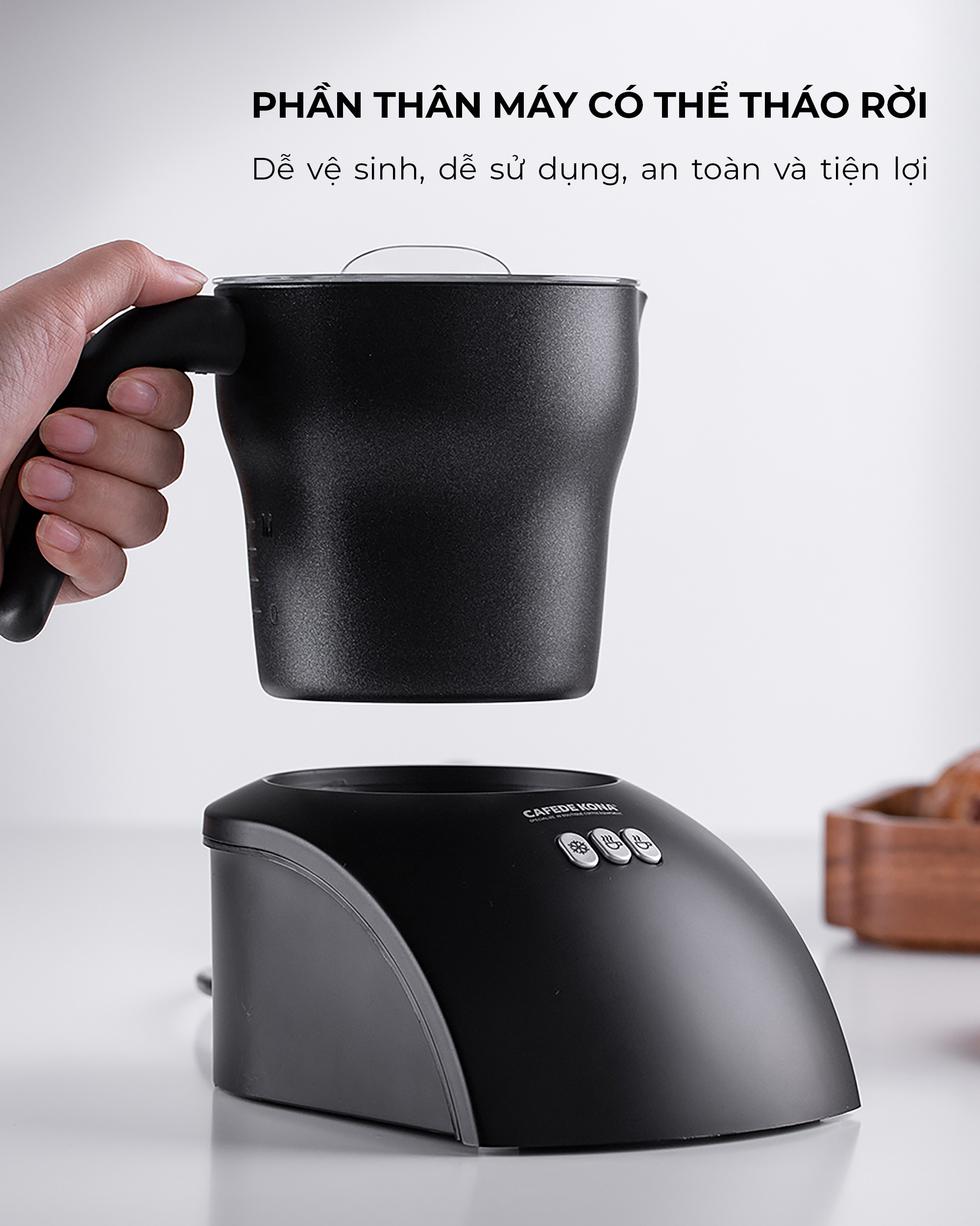 Máy đánh sữa nóng lạnh tự động 250ml CAFE DE KONA