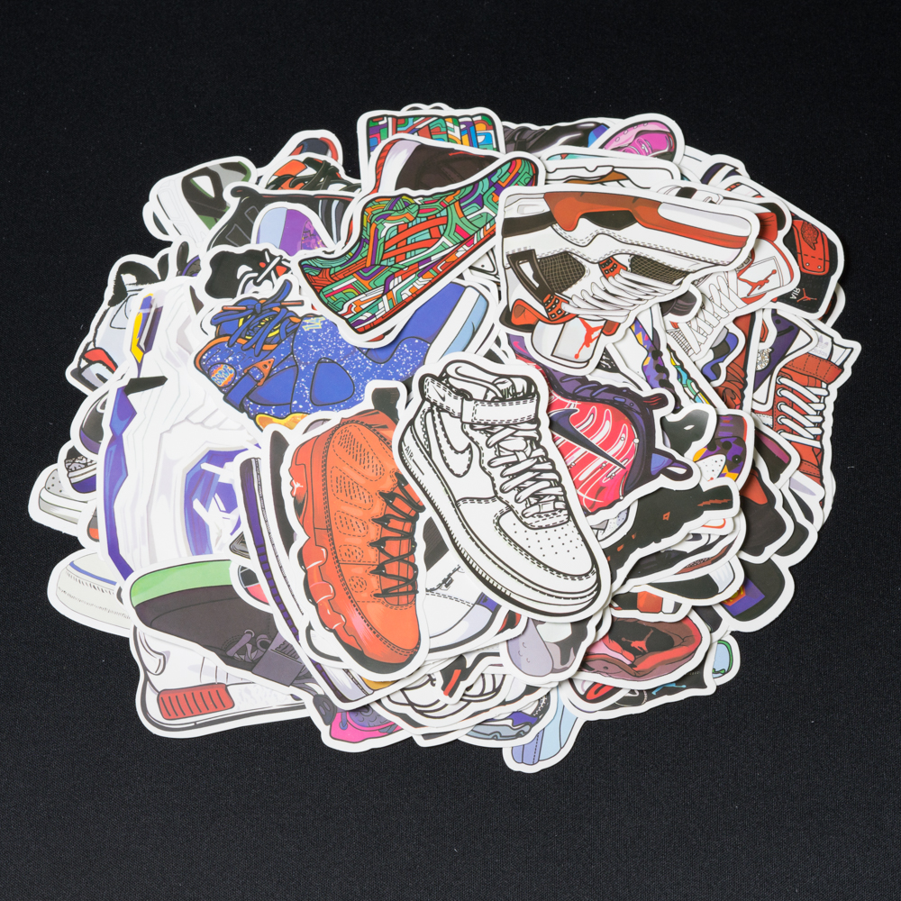 Bộ  sticker dán, miếng dán, hình dán Sneakers giày trang trí máy tính, laptop, điện thoại, vali, xe máy, xe đạp