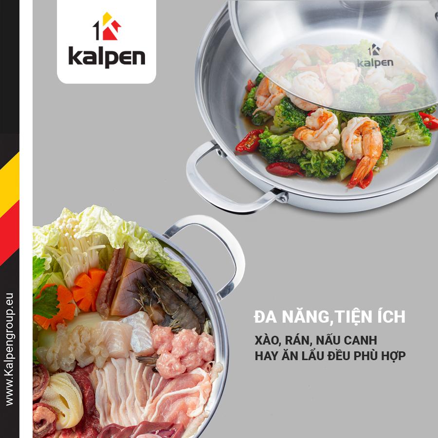 Chảo Lẩu INOX 304 Cao Cấp 3 Lớp Đúc Liền Nguyên Khối KP-8530 Size 30cm Hàng Chính Hãng KALPEN-GIA DỤNG ĐỨC