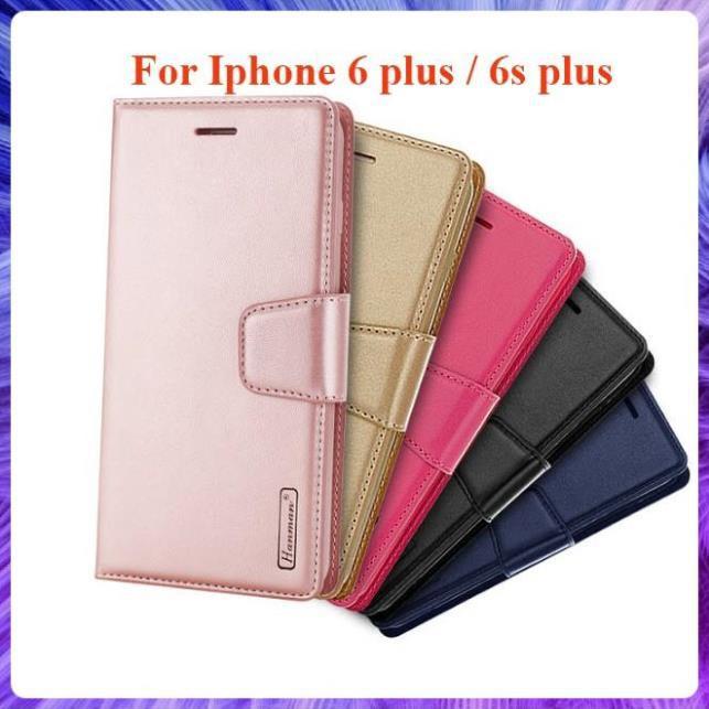 Bao da dạng ví iPhone 6 Plus / 6S Plus hiệu Hanman, ngăn đựng thẻ và tiền tiện lợi