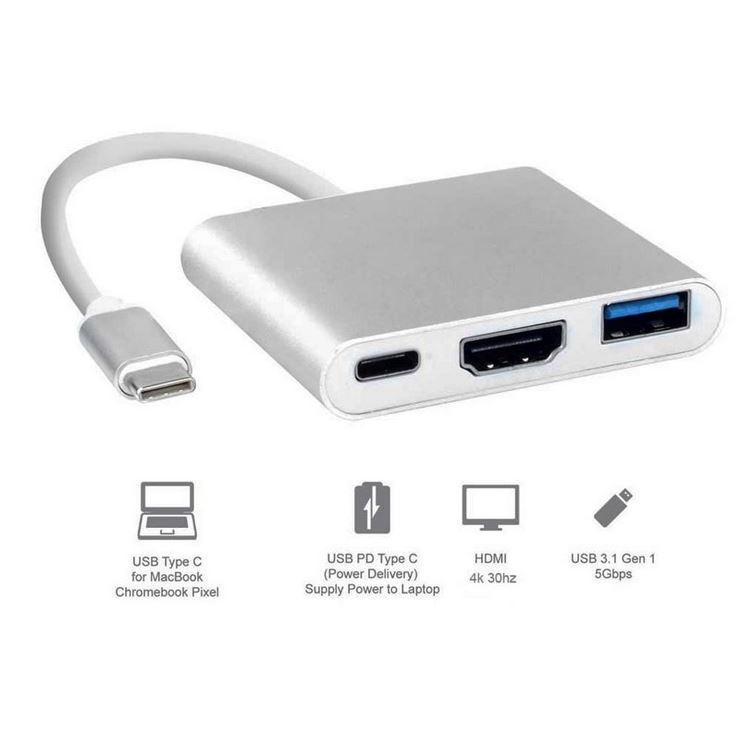 Cáp chuyển đổi từ Type c sang HDMI kết nối tivi máy chiếu + USB 3.0 kết nối phím chuột... Cáp Typec to HDMI