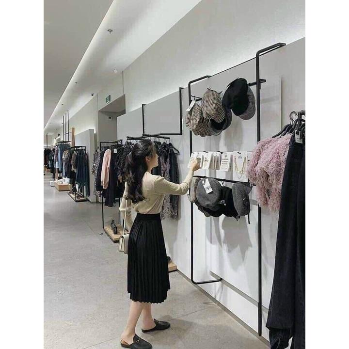 MS495 Chân váy midi dập ly dáng dài cạp chun basic