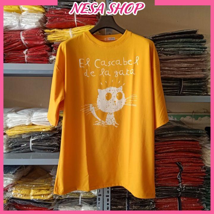 Áo thun nam nữ form rộng, Áo phông tay lỡ, chất liệu thun cotton co giãn, áo unisex in hình Mèo NeSa Shop