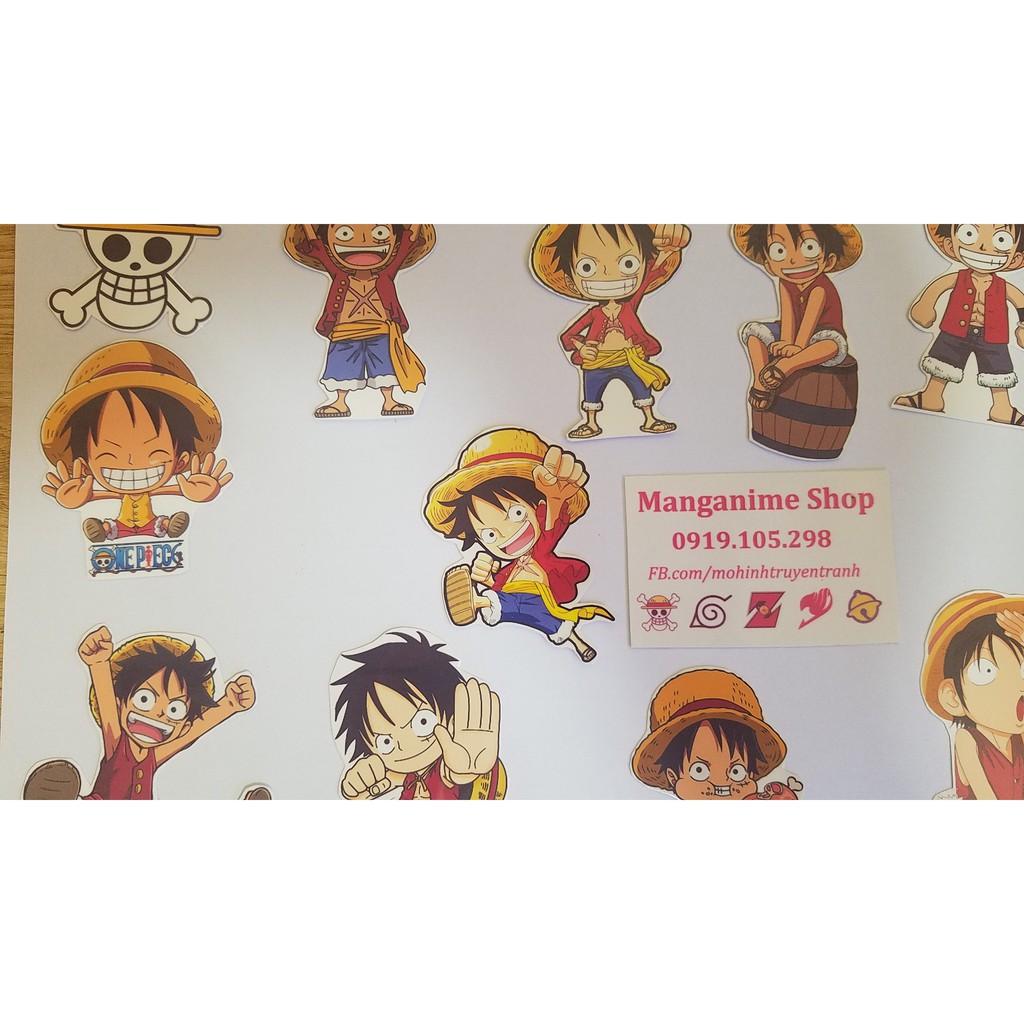 Bộ 11 sticker Luffy chibi trong Onepiece bóc dán