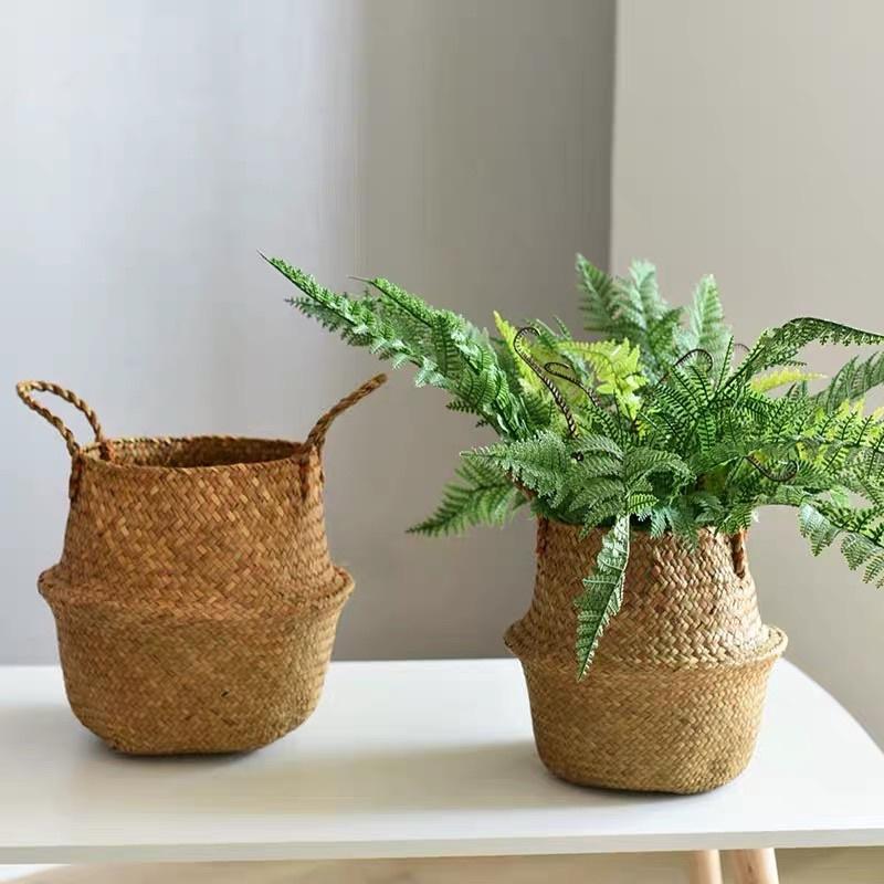 Giỏ cói Bị cói trồng cây trang trí, đựng quần áo - Túi cói giỏ cói đựng cây giả cây trồng trong nhà