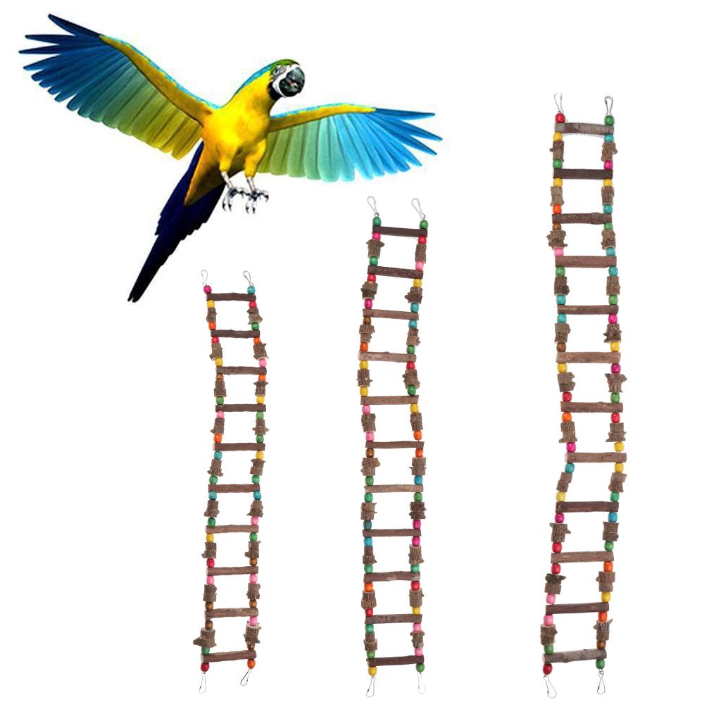 Pet Bird Parrot Toy Wooden Ladder Bridge Swings Hanging Ladders 80cm