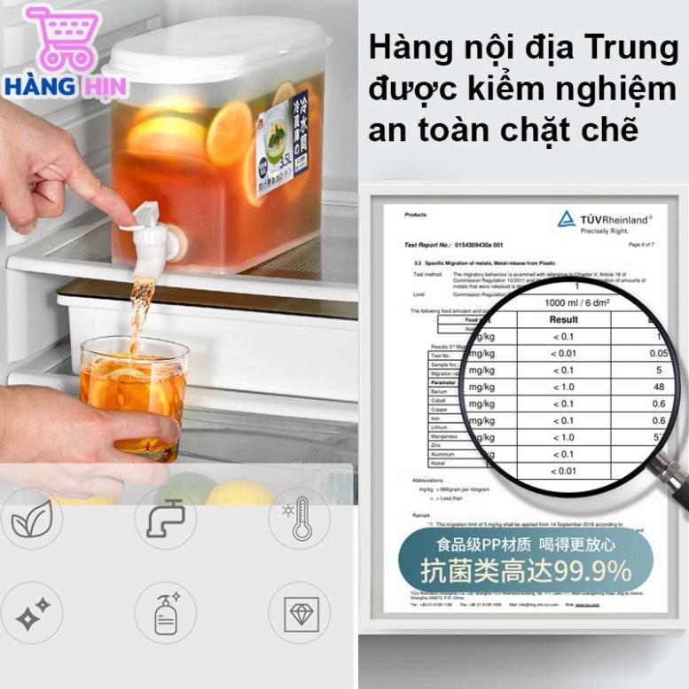 Bình Nước Để Tủ Lạnh Có Vòi 3,5L Chất Liệu An Toàn Nhựa Nguyên Sinh PP Chịu Nhiệt Cao Cấp Tiện Lợi