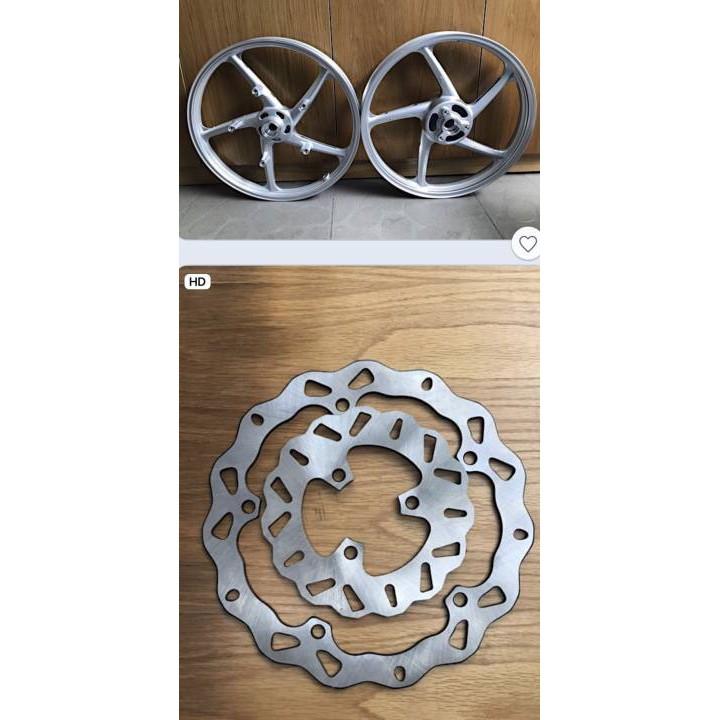 COMBO CẶP MÂM KIỂU 5 CÂY cho xe RAIDER, SATRIA KÈM CẶP ĐĨA BÔNG CNC